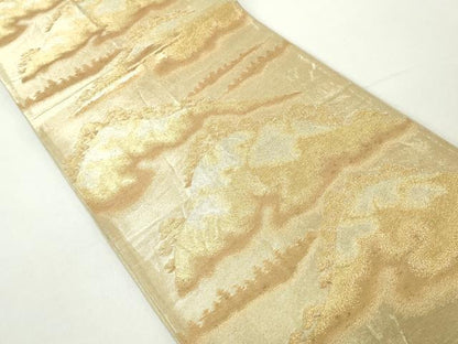 平和屋着物◎六通柄袋帯　重ね山文　金糸　正絹　逸品　DAAZ8938qa
