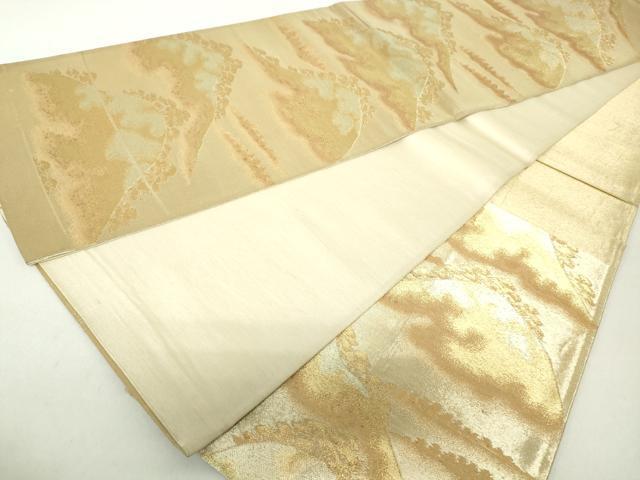 平和屋着物◎六通柄袋帯　重ね山文　金糸　正絹　逸品　DAAZ8938qa