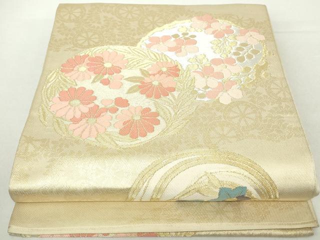 平和屋着物◎六通柄　本袋帯　花丸文　金銀糸　正絹　逸品　DAAZ8943qa