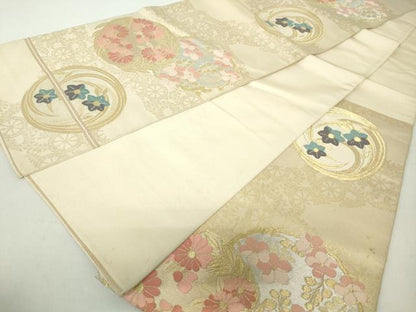 平和屋着物◎六通柄　本袋帯　花丸文　金銀糸　正絹　逸品　DAAZ8943qa