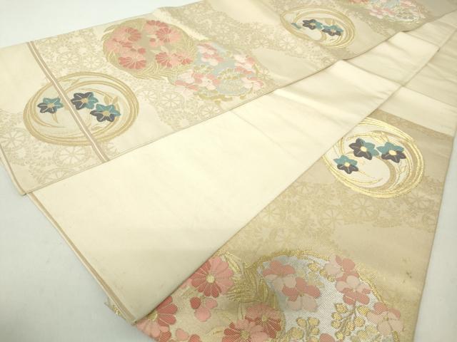 平和屋着物◎六通柄　本袋帯　花丸文　金銀糸　正絹　逸品　DAAZ8943qa
