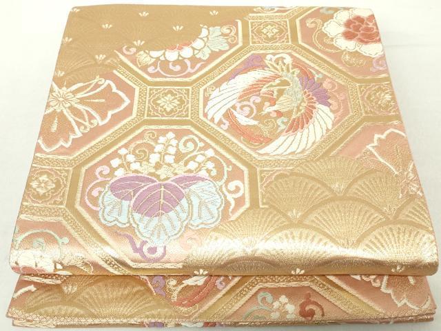 平和屋着物◎六通柄袋帯　唐織　蜀江鳳凰花丸文　金糸　正絹　逸品　DAAZ8944qa