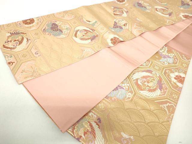 平和屋着物◎六通柄袋帯　唐織　蜀江鳳凰花丸文　金糸　正絹　逸品　DAAZ8944qa