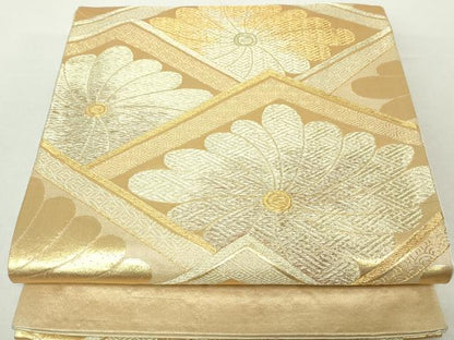 平和屋着物◎六通柄袋帯　花菱文　金糸　正絹　逸品　DAAZ8951qa