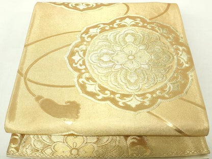 平和屋着物◎六通柄袋帯　鏡裏文　金糸　正絹　逸品　DAAZ8952qa