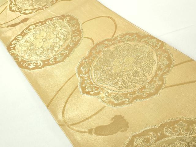 平和屋着物◎六通柄袋帯　鏡裏文　金糸　正絹　逸品　DAAZ8952qa