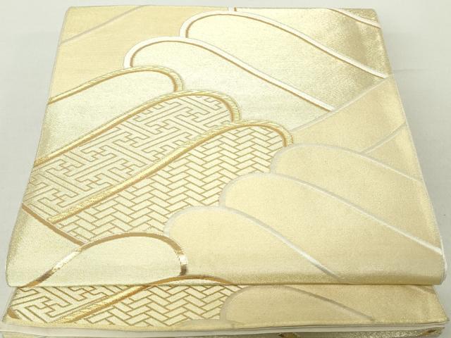 平和屋着物◎六通柄袋帯　唐織　幾何学文　金糸　正絹　逸品　DAAZ8958qa