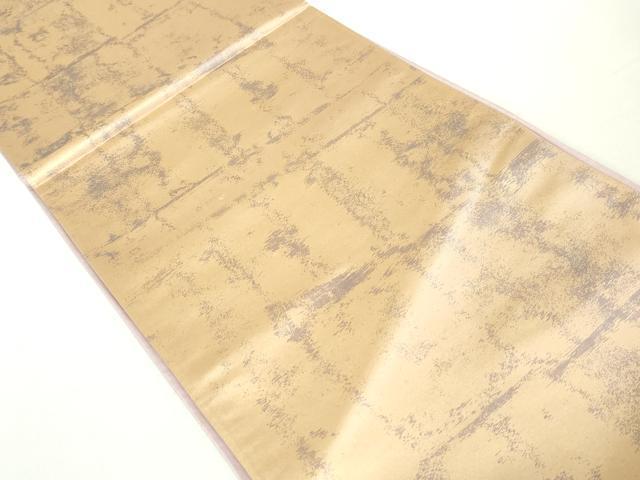 平和屋着物◎六通柄袋帯　格子文　引箔　正絹　逸品　DAAZ8964qa
