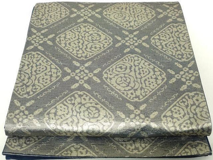 平和屋着物◎六通柄袋帯　幾何学菱文　金糸　正絹　逸品　DAAZ8973qa
