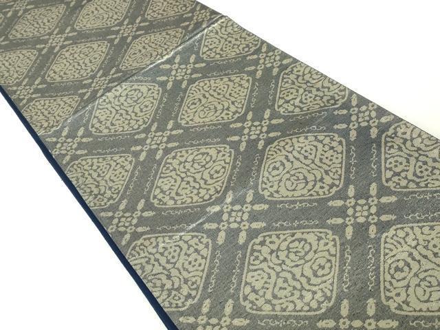 平和屋着物◎六通柄袋帯　幾何学菱文　金糸　正絹　逸品　DAAZ8973qa
