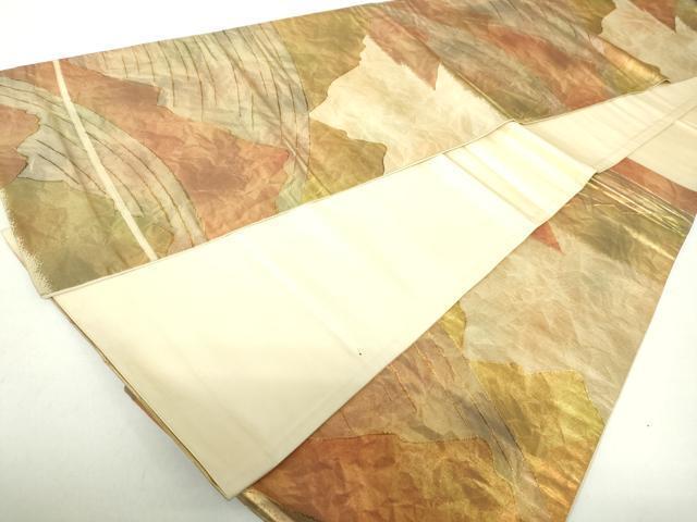 平和屋着物◎六通柄袋帯　重ね山文　金糸　正絹　逸品　DAAZ8974qa