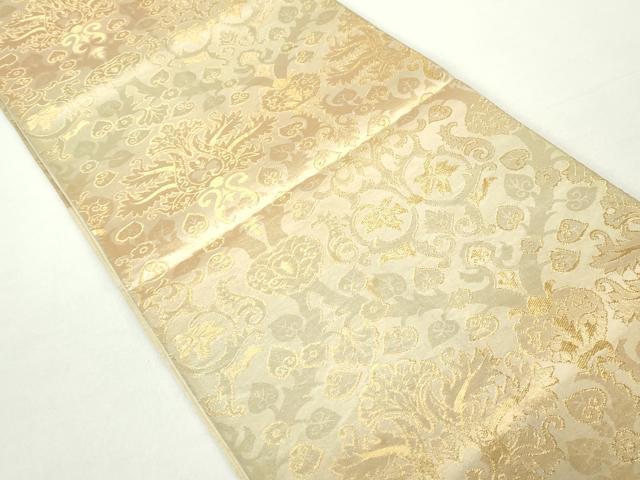 平和屋着物◎六通柄袋帯　更紗花文　金糸　正絹　逸品　DAAZ8975qa