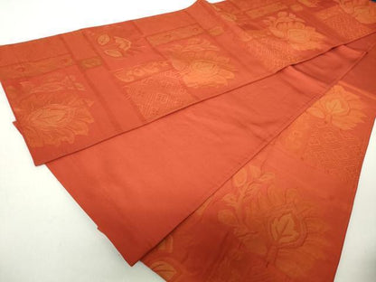平和屋着物◎六通柄袋帯　ふくれ織　花菱文　更紗　正絹　逸品　DAAZ8980qa