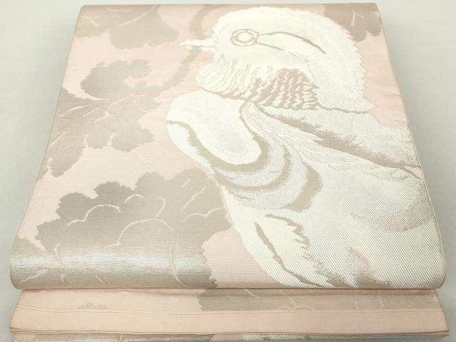 平和屋着物◎六通柄　本袋帯　更紗花鳥文　銀糸　正絹　逸品　DAAZ8985qa