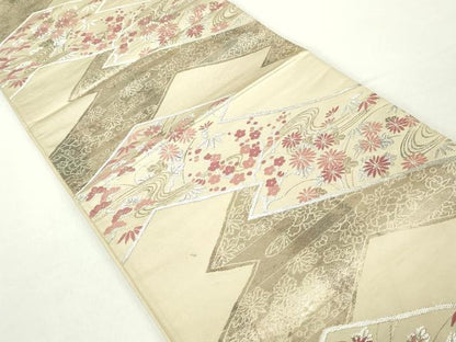 平和屋着物◎六通柄袋帯　唐織　松竹梅　銀糸　正絹　逸品　DAAZ8987qa
