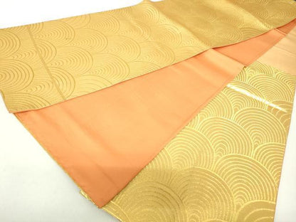 平和屋着物◎六通柄袋帯　青海波文　金糸　正絹　逸品　DAAZ8988qa