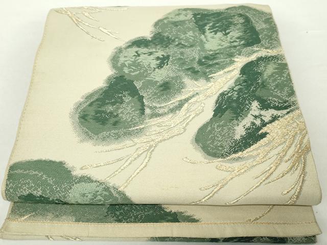 平和屋着物◎六通柄袋帯　唐織　枝松文　金糸　正絹　逸品　DAAZ8989qa