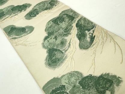 平和屋着物◎六通柄袋帯　唐織　枝松文　金糸　正絹　逸品　DAAZ8989qa