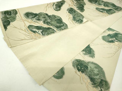 平和屋着物◎六通柄袋帯　唐織　枝松文　金糸　正絹　逸品　DAAZ8989qa