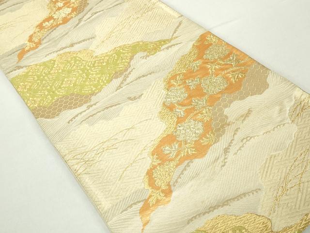 平和屋着物◎六通柄　京袋帯　道長更紗花文　金糸　正絹　逸品　DAAZ8992qa