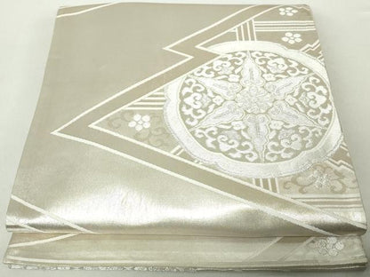 平和屋着物◎六通柄袋帯　静衣双華文　銀糸　正絹　逸品　DAAZ8994qa