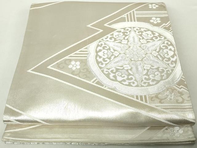 平和屋着物◎六通柄袋帯　静衣双華文　銀糸　正絹　逸品　DAAZ8994qa