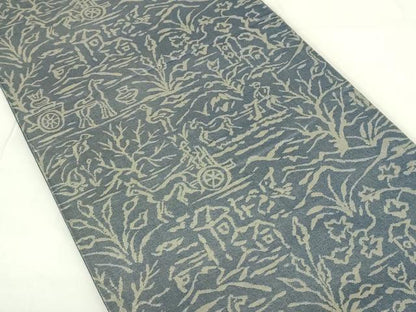 平和屋着物◎六通柄袋帯　狩猟文　銀糸　正絹　逸品　DAAZ9002qp