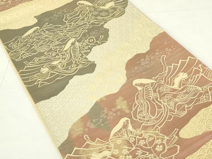 平和屋着物◎六通柄袋帯　道長人物文　金銀糸　正絹　逸品　DAAZ9022qp