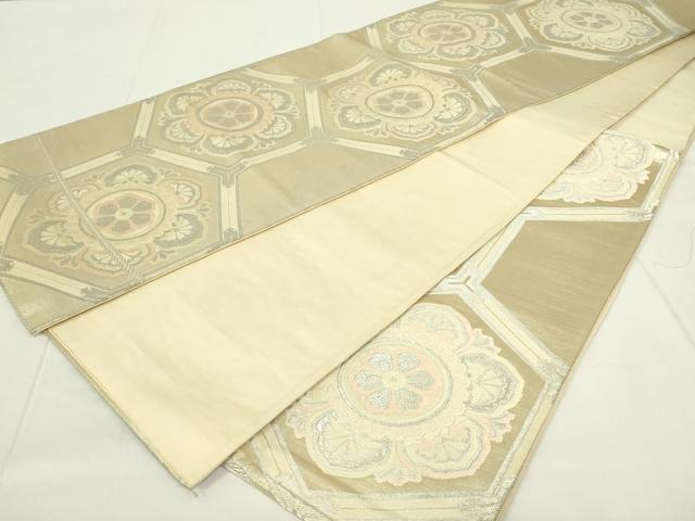 平和屋着物◎六通柄袋帯　唐織　正倉院亀甲花文　銀糸　正絹　逸品　DAAZ9026qp