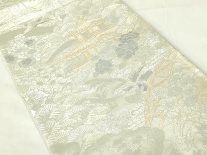 平和屋着物◎佐賀錦 六通柄袋帯 風景文 金銀糸 正絹 逸品 DAAZ9049qp