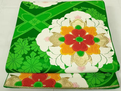 平和屋着物◎六通柄袋帯 唐織 舞花文 金糸 正絹 逸品 DAAZ9054qp
