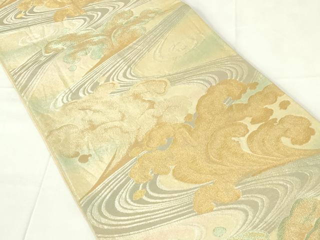平和屋着物◎六通柄袋帯 流水文 金銀糸 正絹 逸品 DAAZ9063qp