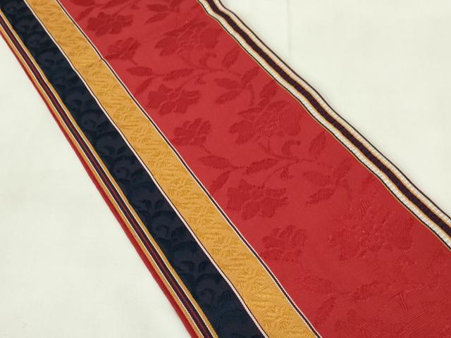 平和屋着物●本場筑前博多織　半幅帯　更紗花間道　正絹　逸品　DABD1977ps 平和屋着物○本場筑前博多織 半幅帯 更紗花間道 正絹 逸品 DABD1977ps