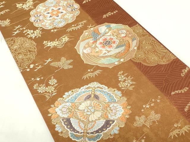 平和屋着物◎六通柄袋帯 唐織 正倉院花鳥華文 金銀糸