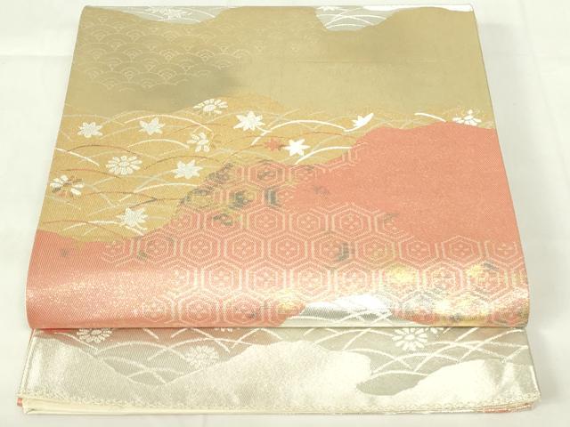 平和屋着物◎六通柄袋帯 吉祥花文 金銀糸 正絹 逸品 DAAZ9087qp