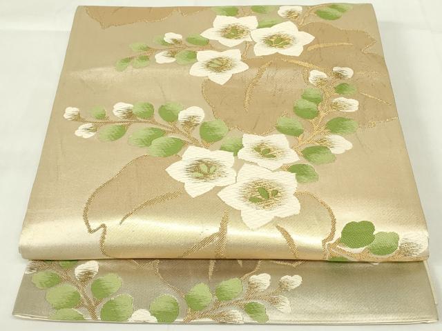 平和屋着物●六通柄袋帯　唐織　枝花文　金糸　正絹　逸品　DAAZ4181cm 平和屋着物◎六通柄袋帯 唐織 枝花文 金糸 正絹 逸品 DAAZ9094qp