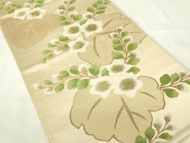 平和屋着物◎六通柄袋帯 唐織 枝花文 金糸 正絹 逸品 DAAZ9094qp