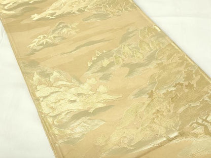 平和屋着物◎六通柄袋帯 風景文 松と笹 金糸 正絹 逸品 DAAZ9101qp