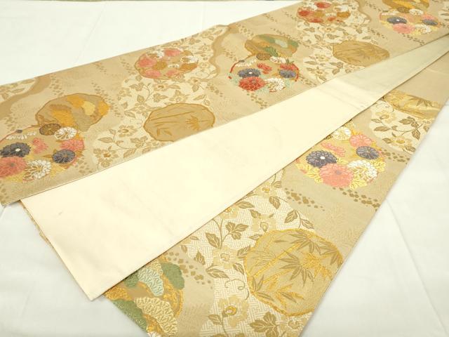 平和屋着物◎六通柄袋帯 唐織 道長花丸文 松竹梅 金糸 正絹 逸品