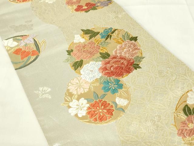 平和屋着物◎六通柄袋帯 唐織 吉祥花丸文 金銀糸 引箔 正絹