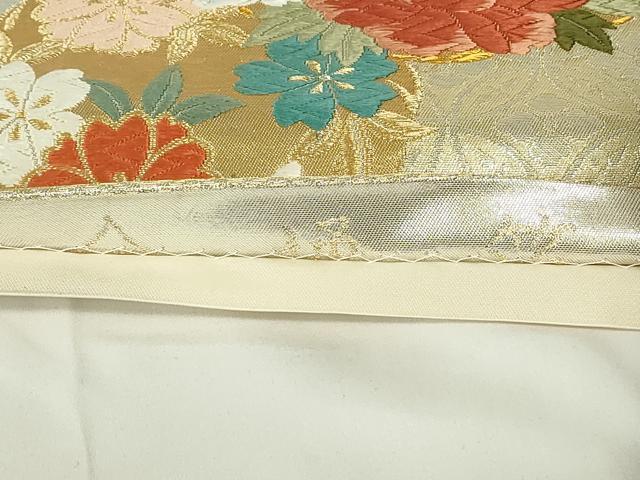 平和屋着物◎六通柄袋帯 唐織 吉祥花丸文 金銀糸 引箔 正絹