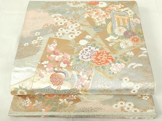 平和屋着物◎六通柄袋帯 唐織 加賀小袖 プラチナ箔二十箔