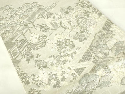 平和屋着物◎六通柄袋帯　唐織　王朝源氏物語繪　銀糸　正絹　逸品　DAAZ9148qp