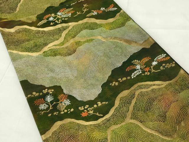 平和屋着物◎西陣　六通柄袋帯　ふるさと　道長文　金糸　引箔　正絹　逸品　DAAZ9196qp