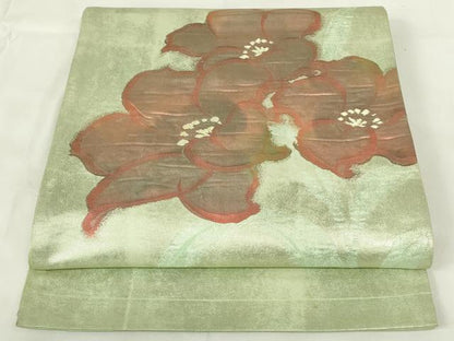 平和屋着物◎太鼓柄袋帯　舞花文　金糸　正絹　逸品　DAAZ9222qp