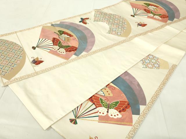 平和屋着物◎六通柄袋帯　唐織　能衣　胡蝶五彩末廣文　金糸　正絹　逸品　DAAZ9266qp