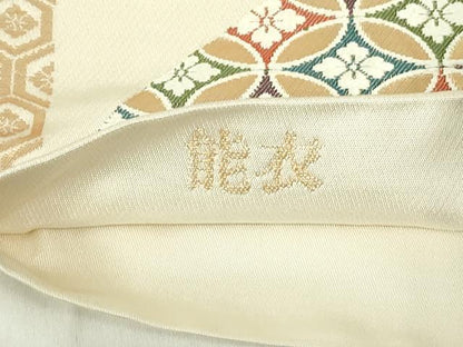 平和屋着物◎六通柄袋帯　唐織　能衣　胡蝶五彩末廣文　金糸　正絹　逸品　DAAZ9266qp
