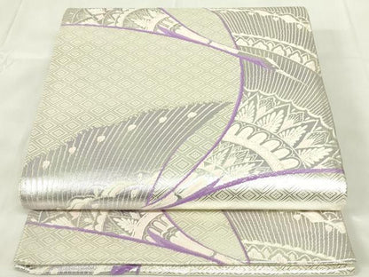 平和屋着物◎佐賀錦　六通柄袋帯　飛鶴文　銀糸　正絹　逸品　DAAZ9272qp