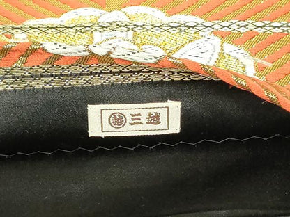 平和屋着物◎六通柄袋帯　亀甲松葉文　黒地　金糸　三越扱い　正絹　逸品　DAAZ9287qp