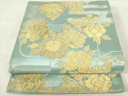 平和屋着物◎六通柄袋帯　エ霞吉祥花文　牡丹と菊　金銀糸　正絹　逸品　DAAZ9298qp